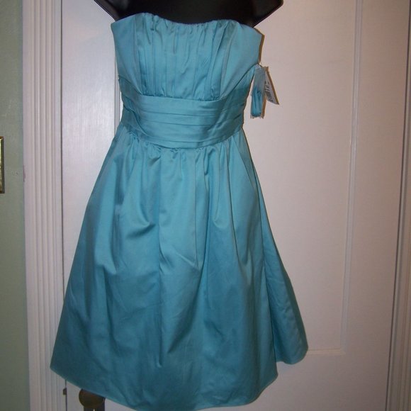 David's Bridal Dress Wedding Party Cocktail 6 NWT Blue - Picture 1 of 15